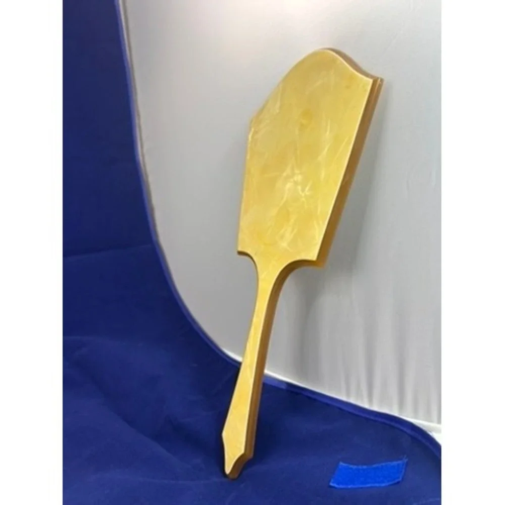 Vintage 1940s Butterscotch Lucite Hand Mirror Catalin Style Vanity Deco